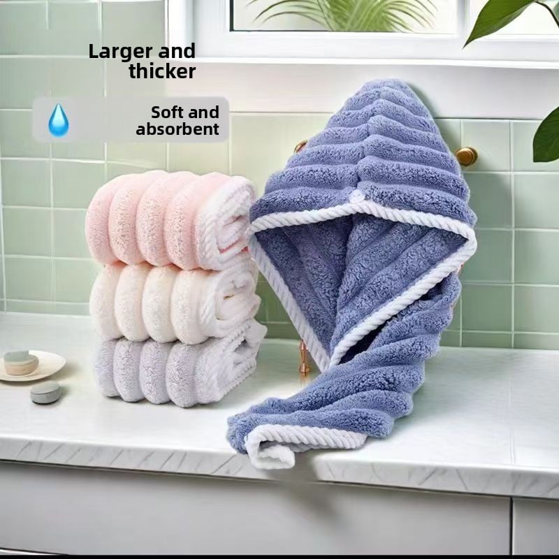 Women's Quick-dry Coral Velvet Hair Drying Hat with Wavy Pattern