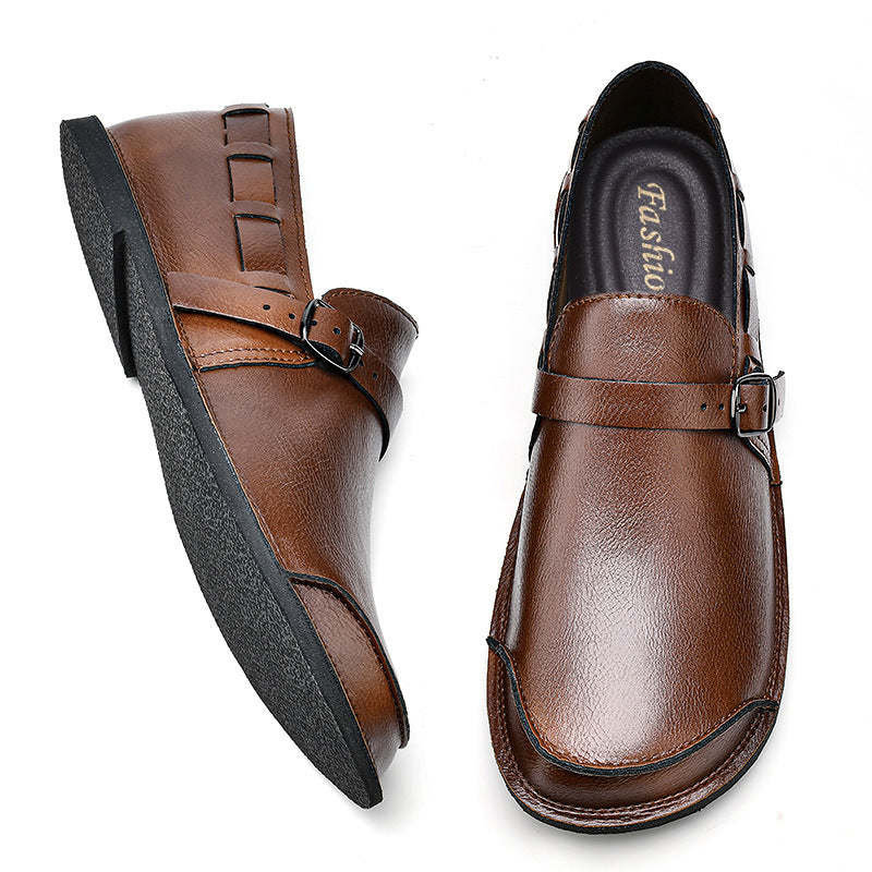 Men's lazy casual leather shoes for spring and autumn