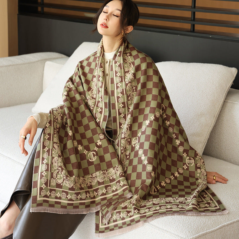 National Style Elegant Cashmere Scarf Double-sided Dual-use Jacquard Shawl
