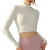 Stand Collar Fallwinter Yoga Wear Long Sleeve Women's Water Drop Semi-fixed Cup Hollow-out Beauty Back