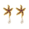 Personalized conch and starfish pendant necklace earrings