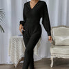 Women's Solid Color V-neck Slim Fit Fashionable And Comfortable Jumpsuit