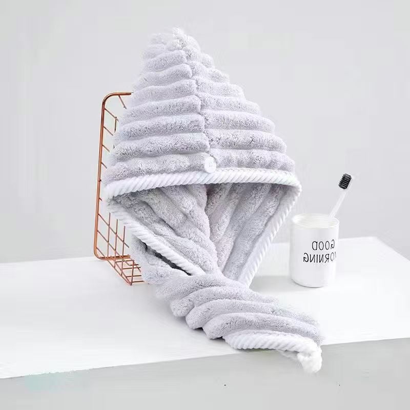 Women's Quick-dry Coral Velvet Hair Drying Hat with Wavy Pattern