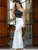 Women Sexy Off Shoulder Sleeveless Black&White Elegant  Bodycon Dress