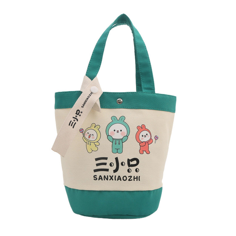 Cartoon-printed bucket bag