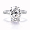 A large oval zircon ring plated with white gold
