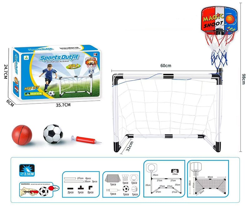Kidsren's Plastic Football Goal Indoor and Outdoor Sports Toys Large Two-In-One Simple Portable Football Goal