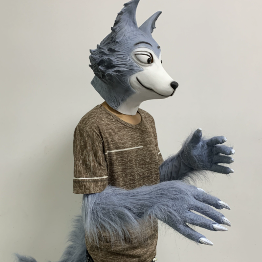 Regsy Big Gray Wolf Latex Cosplay Set - Headgear, Tail, Paw