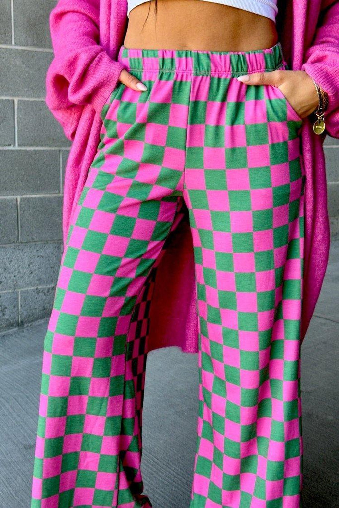 Women's Plaid Print Pocket Elastic Waist Straight Pants, Casual And Comfortable Trousers For Daily Wear, Women's Pants Womenswear Bottom Linen Pants Footwear Fit Baggy Loose