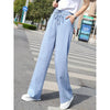 Women's Casual Pants Drawstring Elastic Waist Pants Flowy Wide Leg Trousers With Pockets