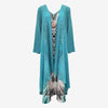 Women's Long Sleeve V-Neck Print Loose Two-Piece Dress Casual Elegant Spring&Autumn Outfit