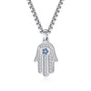 European and American Cross-border Classic Hand of Fatima CNC Full Diamond Titanium Steel Unisex Pendant Necklace Jewelry