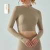 Stand Collar Fallwinter Yoga Wear Long Sleeve Women's Water Drop Semi-fixed Cup Hollow-out Beauty Back
