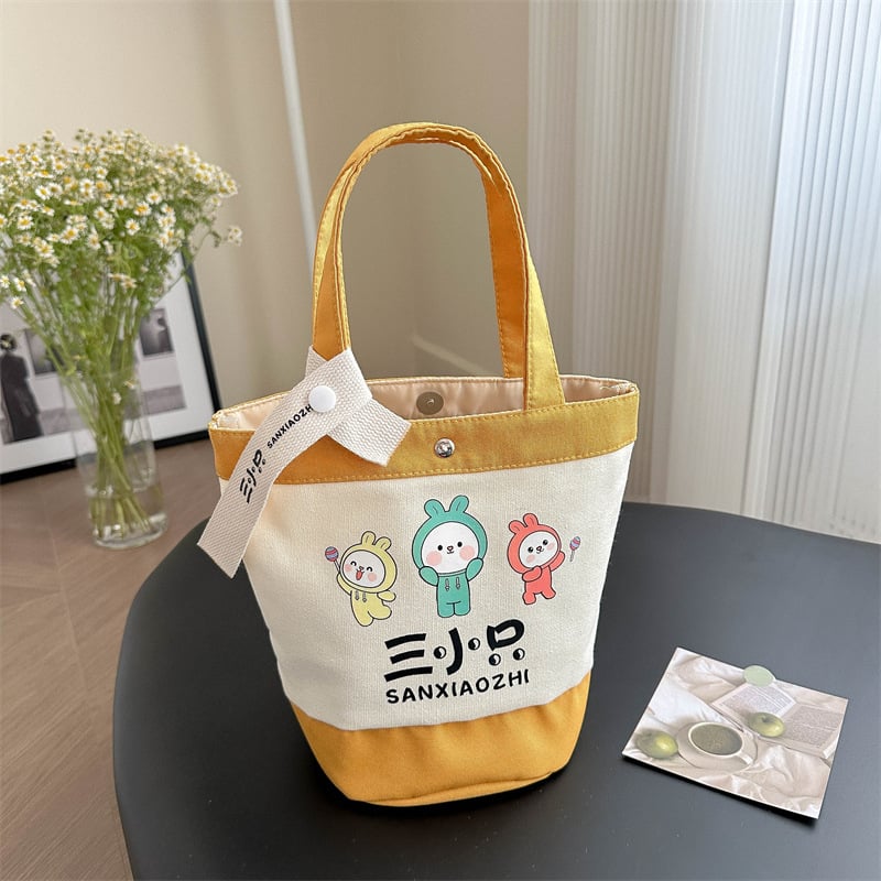 Cartoon-printed bucket bag