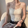 With Chest Pad Sexy Lace Beautiful Back Sling Spaghetti Strap Wavy Lace Lace Vest
