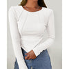Women Long Sleeve T Shirts Crewneck Slim Fit Tops Going Out Fall Fashion Basic Tee