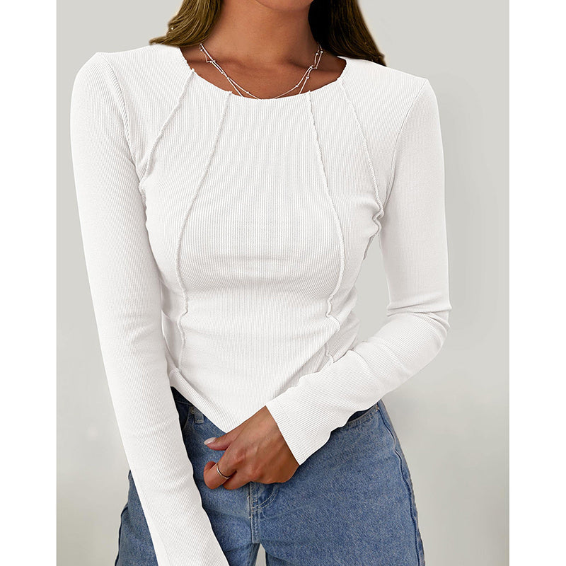 Women Long Sleeve T Shirts Crewneck Slim Fit Tops Going Out Fall Fashion Basic Tee