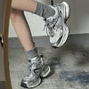 Silver thick-soled sports casual shoes