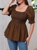 Women's Plus Size Elegant Ruched Leopard Print Blouse - Summer Short-Sleeve Off-Shoulder Top For Work & Resort