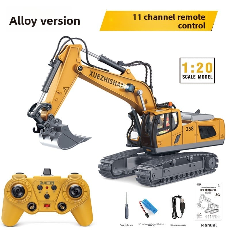 children's remote control excavator engineering vehicle alloy digging dump truck bulldozer toys