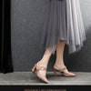 Women's Casual Square Toe Back Empty Sandals with Chunky Heel