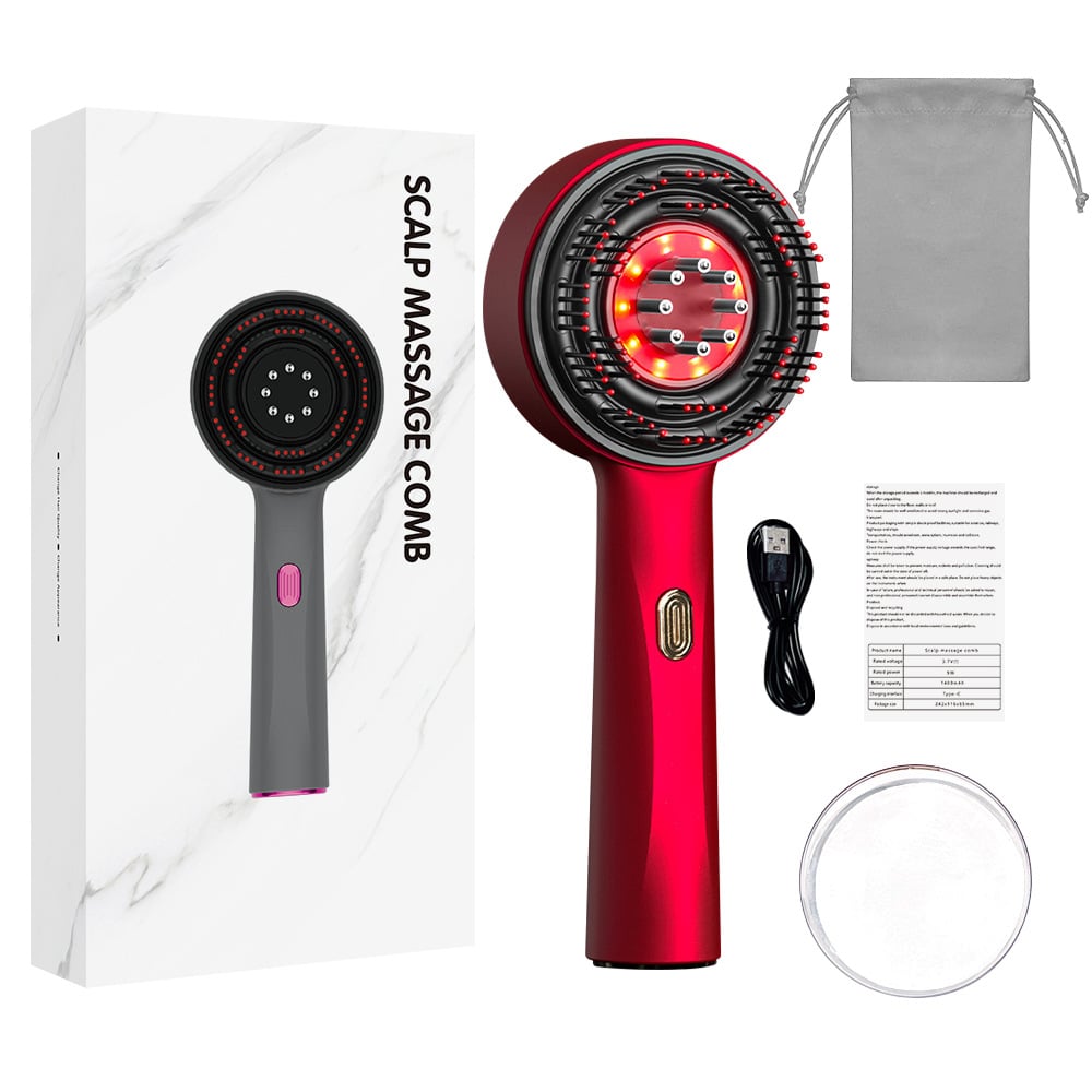 Scalp medicine applicator electric massage comb hair care comb liquid hair growth instrument red hair care comb kneading massager