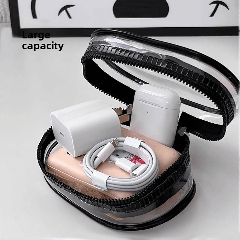 Data cable charger charging storage transparent winding portable portable go-out headset storage box mobile phone finishing bag