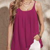 Women's New Solid Color Versatile Vacation Style Front Pleated Thin Suspender A-line Hem Vest