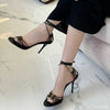 Strapless low-heeled women's shoes with hollowed-out design
