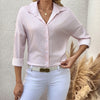 Women's Striped Lapel Long Sleeved Shirt Top