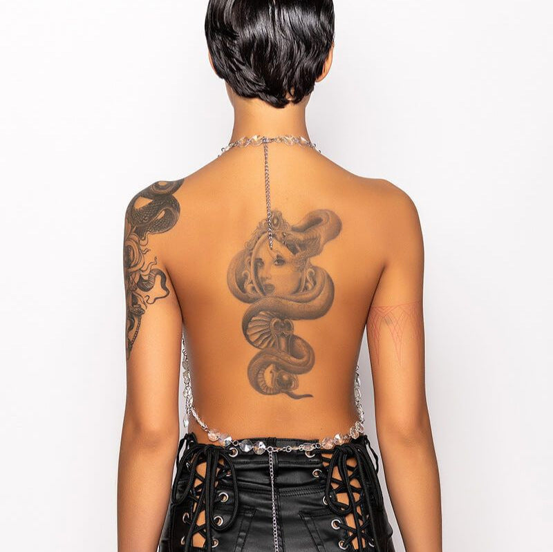 Transparent tassel body chain