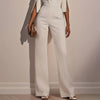 Women's Elegant Round Neck Jumpsuit - Mid-Sleeve With Side Slit Cuffs & Pearl Accents, Back Zipper Design For Casual To Formal Events