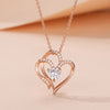 Amazon Explosions S925 Silver Double Love Necklace Women's European and American Fashion Joker Heart-shaped Clavicle Neck Chain