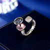 New Adjustable Zircon Crystal Square Circle Opening Ring