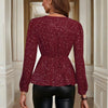 Women's Asymmetrical Hem Solid Color V-Neck Long Sleeve Blouse - Stylish Casual Flash Top For Spring&Fall
