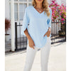 Women's Chiffon Blouses 3 4 Sleeve Summer Dressy Tunic Tops Casual Loose V Neck T-Shirts