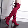 Above-knee boots with high heels