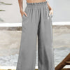 Ladies' Solid Color Fashionable Versatile Slanted Pocket Design Pants