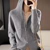 Double-headed Zipper Hooded Knit Women's Cardigan Coat