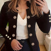 Plus Size Women's Solid Color Double Breasted Long Sleeve Top - Button Cuff Casual & Office Wear