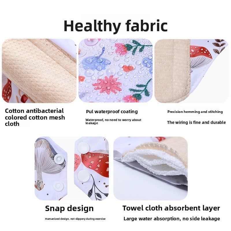 Washable Reusable Cotton Cloth Sanitary Napkins 5-Piece Set