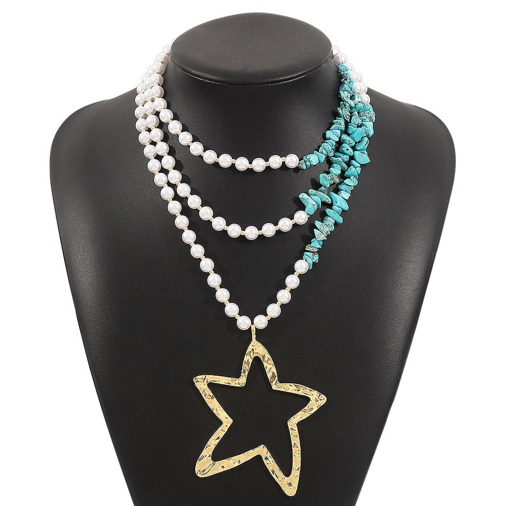 Personalized conch and starfish pendant necklace earrings