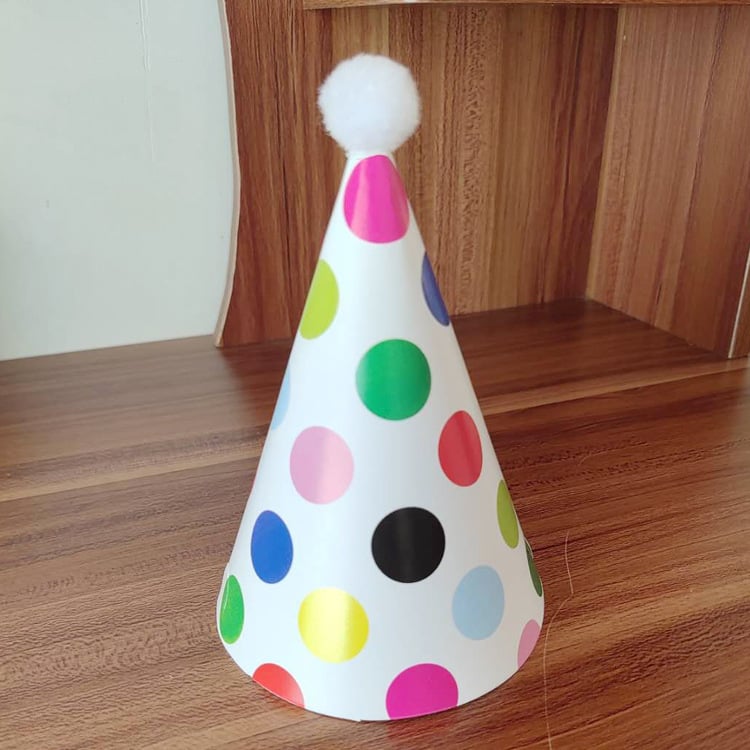 Children's birthday party polka dot pompom party hat crown hat set baby one year old full moon photo props