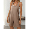 Womens Summer Casual Loose Tank Romper Sleeveless Scoop Neck Jumpsuit Shorts Romper With Pockets
