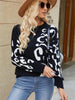 Round Neck Pullover Leopard Print Long Sleeve Mid-length Sweater