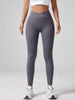 V-waist Yoga Elastic Tight Pants, Women's Peach Hip Lifting Running Speed Drying Yoga Pants, Workwear Pocket Button Pants