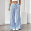 Women's Striped Print Straight Wide Leg Pants Drawstring Waist Slant Pockets Pants Casual Long Pants