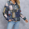 Women's Hooded Geometric Print Drawstring Fashionable Casual Hoodie Top