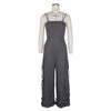 Women's Solid Color Sleeveless Jumpsuit - Wide Leg Romper With Adjustable Hem & 4 Pockets Summer Casual Outfit