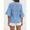 Womens Summer Floral Print Blouses V-Neck Flare Sleeve Tops Dressy Casual T-Shirts